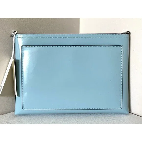 New Tory Burch Blake Patent Swingpack Crossbody Leather Angel Blue - Picture 2 of 6